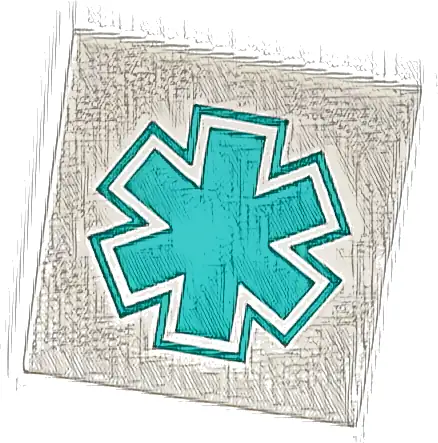 Tile 2 x 2 with Dark Turquoise EMT Star of Life Pattern