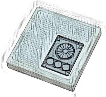 Tile 2 x 2 with Light Bluish Gray Air Vent Panel with Dark Bluish Gray Fan and Black Outline Pattern (Sticker) - Set 75387