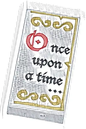Tile 1 x 2 with Black and Red 'Once upon a time...' and Gold Decorations Pattern