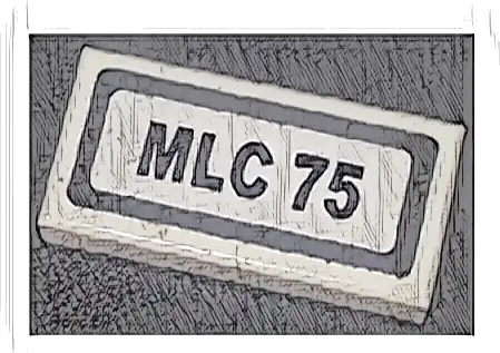 Tile 1 x 2 with Black 'MLC 75' Pattern (Sticker) - Set 40220