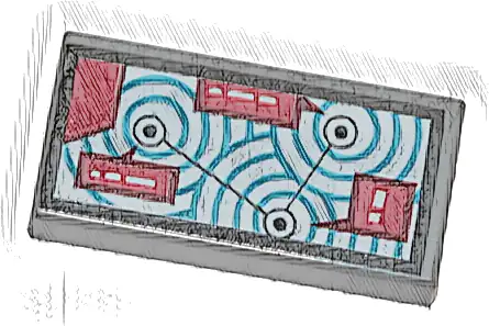 Tile 1 x 2 with Map with Blue Circles Pattern