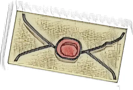 Tile 1 x 2 with Envelope with Red Wax Seal and Dark Tan Highlights Pattern