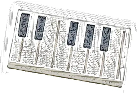 Tile 1 x 2 with Black and White Piano Keys Pattern