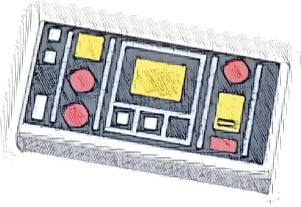 Tile 1 x 2 with Red and Yellow Controls and Two White Squares on Left Pattern