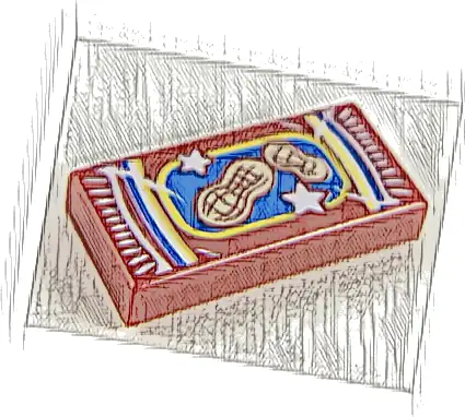 Tile 1 x 2 with Peanuts Bag Package and Tan Peanuts on Blue Background Pattern