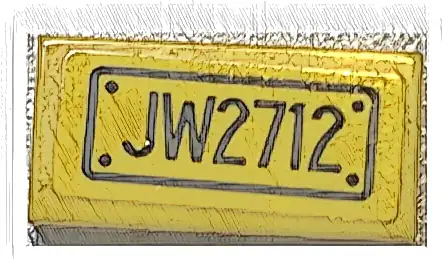 Tile 1 x 2 with Black 'JW2712' Pattern (Sticker) - Set 75926