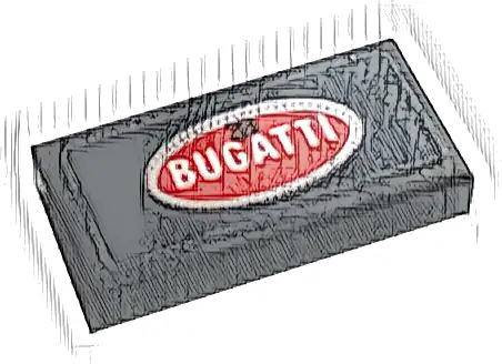 Tile 1 x 2 with Red Logo Bugatti Pattern (Sticker) - Set 42083