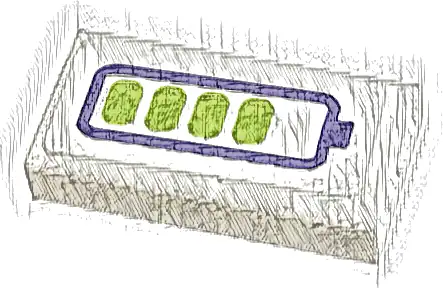 Tile 1 x 2 with Dark Purple and Lime Battery Charge Indicator Pattern (Sticker) - Set 41443