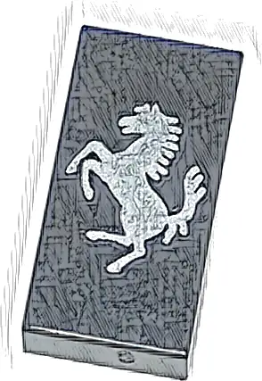 Tile 1 x 2 with Ferrari Logo, Silver Horse, Vertical Orientation Pattern