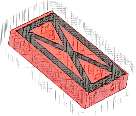 Tile 1 x 2 with Black Cross in Rectangle Pattern