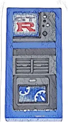 Tile 1 x 2 with 'GTR', Gauges, Buttons and Fan Vent Pattern (Sticker) - Set 76917