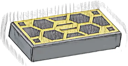 Tile 1 x 2 with Hexagonal Gold Solar Panel Pattern