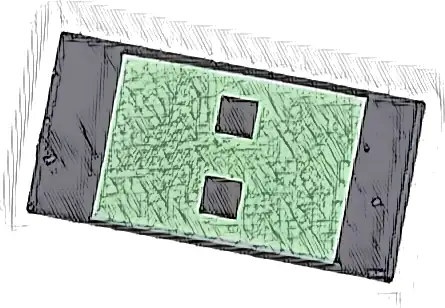 Tile 1 x 2 with Yellowish Green Rectangle with 2 Squares Pattern
