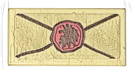 Tile 1 x 2 with Envelope with Red Wax Seal with Lion Imprint Pattern (Sticker) - Set 10332