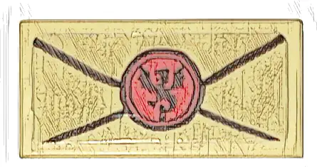 Tile 1 x 2 with Envelope with Red Wax Seal with Dragon Imprint Pattern (Sticker) - Set 10332