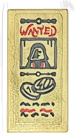Tile 1 x 2 with Red 'WANTED' Poster and Black Photo and Coins Pattern (Sticker) - Set 10332