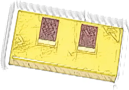 Tile 1 x 2 with Pixelated Reddish Brown and Bright Light Yellow Rectangles Pattern (Minecraft Sniffer Nostrils)