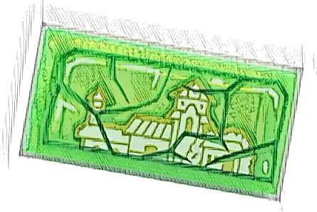Tile 1 x 2 with Green and Bright Green Cracks and Lime and White Casa Madrigal House Top Half Pattern