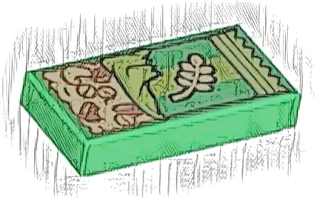 Tile 1 x 2 with Tan Granola Bar with Reddish Brown Grains and Seeds and Lime Wrapping Pattern