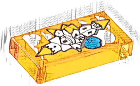 Tile 1 x 2 with Floating Castle in the Sky with Orange Roofs, White Clouds and Dark Azure Tree Pattern