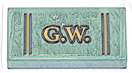 Tile 1 x 2 with Bright Light Orange and Black 'G.W.' and Thin Lines Pattern (Sticker) - Set 76437