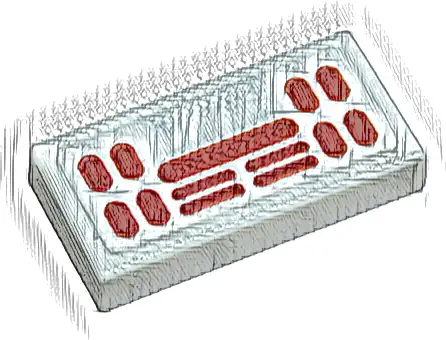 Tile 1 x 2 with Red Lights and Lines Pattern (Sticker) - Set 75387