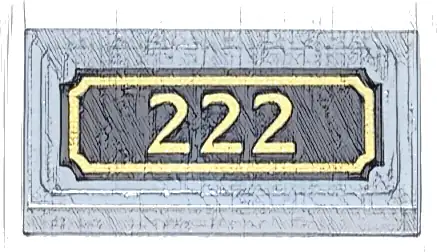 Tile 1 x 2 with Black and Gold Address Plaque '222' Pattern (Sticker) - Set 10351