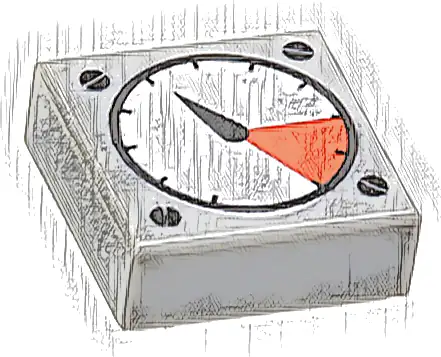 Tile 1 x 1 with White and Red Gauge, Black Thick Needle and Screw Heads Pattern