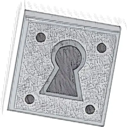 Tile 1 x 1 with Black Keyhole and 4 Dots on Silver Background Pattern