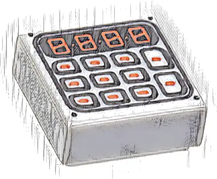 Tile 1 x 1 with Black and Red Digital Keypad Pattern