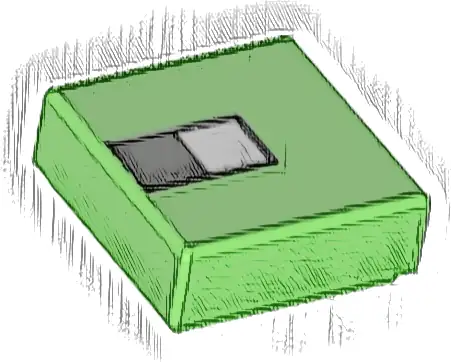 Tile 1 x 1 with White Square on Black Rectangle Pattern (Minecraft Turtle Pixelated Eye)