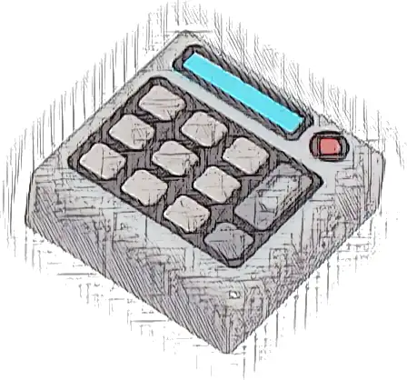 Tile 1 x 1 with Silver Keypad Buttons, Medium Azure Screen and Red Light (Calculator) Pattern