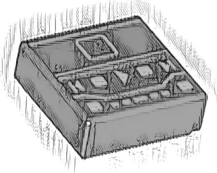 Tile 1 x 1 with Digital Music Player Screen with White Lines, Squares, and Play Triangle Pattern