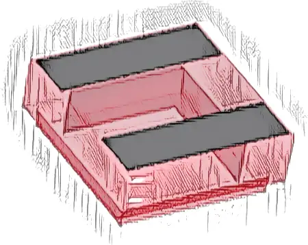 Tile 1 x 1 with 2 Black Stripes Pattern