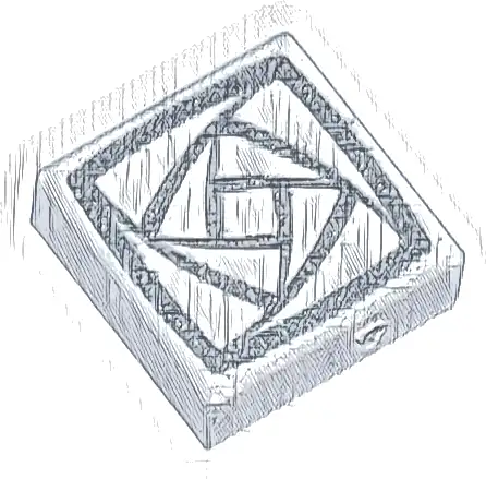 Tile 1 x 1 with Silver Rotating Squares Pattern