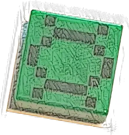 Tile 1 x 1 with Pixelated Dark Green Squares and Lines Pattern (Minecraft Baby Turtle Shell)