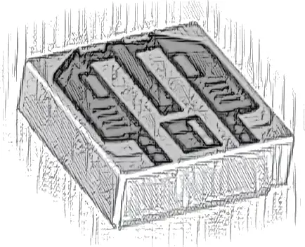 Tile 1 x 1 with SW Imperial Commando Jet Pack with Dark Bluish Gray Trapezoids and Silver Rectangles Pattern