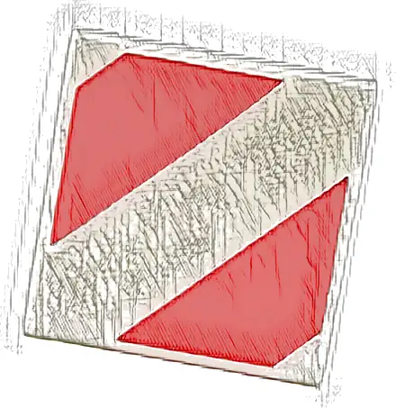 Tile 1 x 1 with Red Danger Stripes Pattern