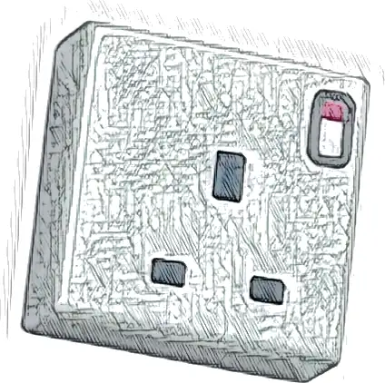 Tile 1 x 1 with 3 Black Rectangles (United Kingdom 3 Pin Power Socket) and Red Switch Pattern