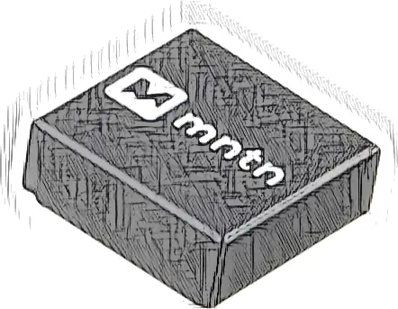 Część LEGO® 3070pb373 Płytka 1 x 1 z białym logo 'mntn', wzór