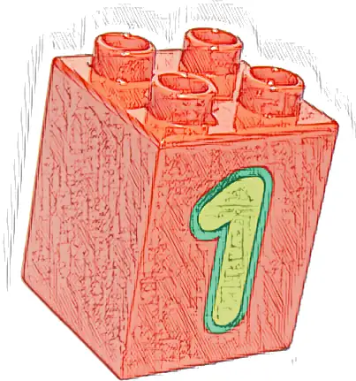 Duplo, Brick 2 x 2 x 2 with Number 1 Lime Pattern