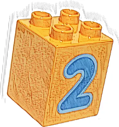 Duplo, Brick 2 x 2 x 2 with Number 2 Blue Pattern