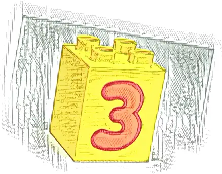 Duplo, Brick 2 x 2 x 2 with Number 3 Orange Pattern