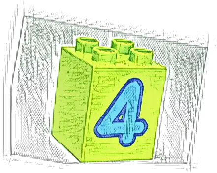 Duplo, Brick 2 x 2 x 2 with Number 4 Medium Blue Pattern