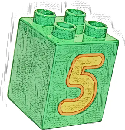 Duplo, Brick 2 x 2 x 2 with Number 5 Yellow Pattern