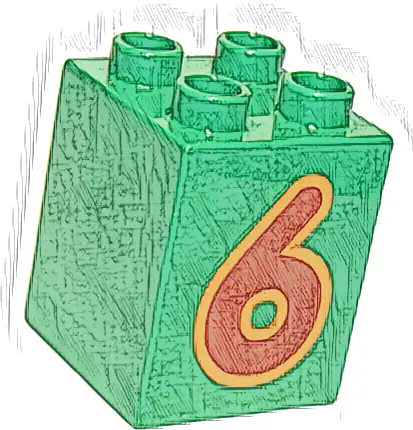 Duplo, Brick 2 x 2 x 2 with Number 6 Red Pattern