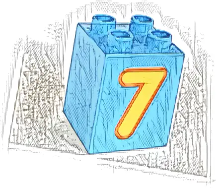 Duplo, Brick 2 x 2 x 2 with Number 7 Yellow Pattern