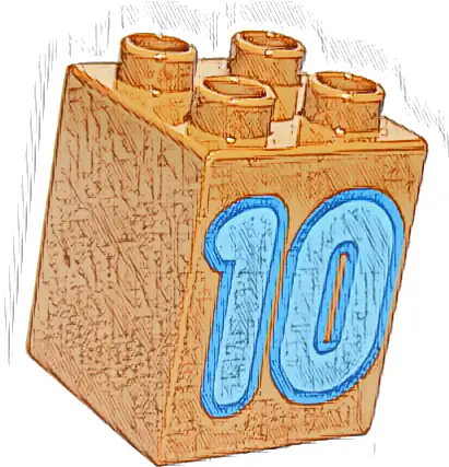 Duplo, Brick 2 x 2 x 2 with Number 10 Medium Blue Pattern