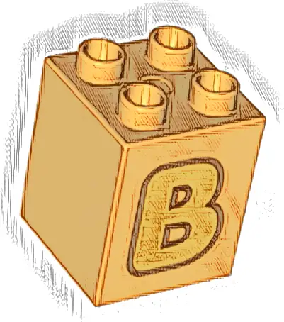 Duplo, Brick 2 x 2 x 2 with Bright Light Orange Capital Letter B with Reddish Brown Outline Pattern