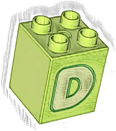 Duplo, Brick 2 x 2 x 2 with Yellowish Green Capital Letter D with Green Outline Pattern